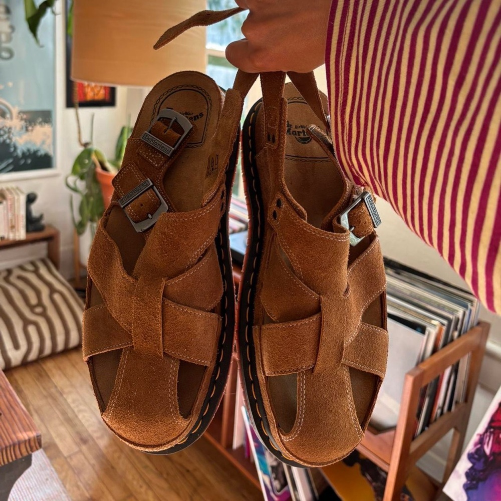 Dr. Martens Tan Suede Sandals - Picture 2 of 7
